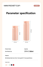 200ML/300ML Mini Insulated Cup Stainless Steel Pocket Cup Car Vacuum Flasks Coffee Cup Portable Leak-proof Thermal Water Bottle