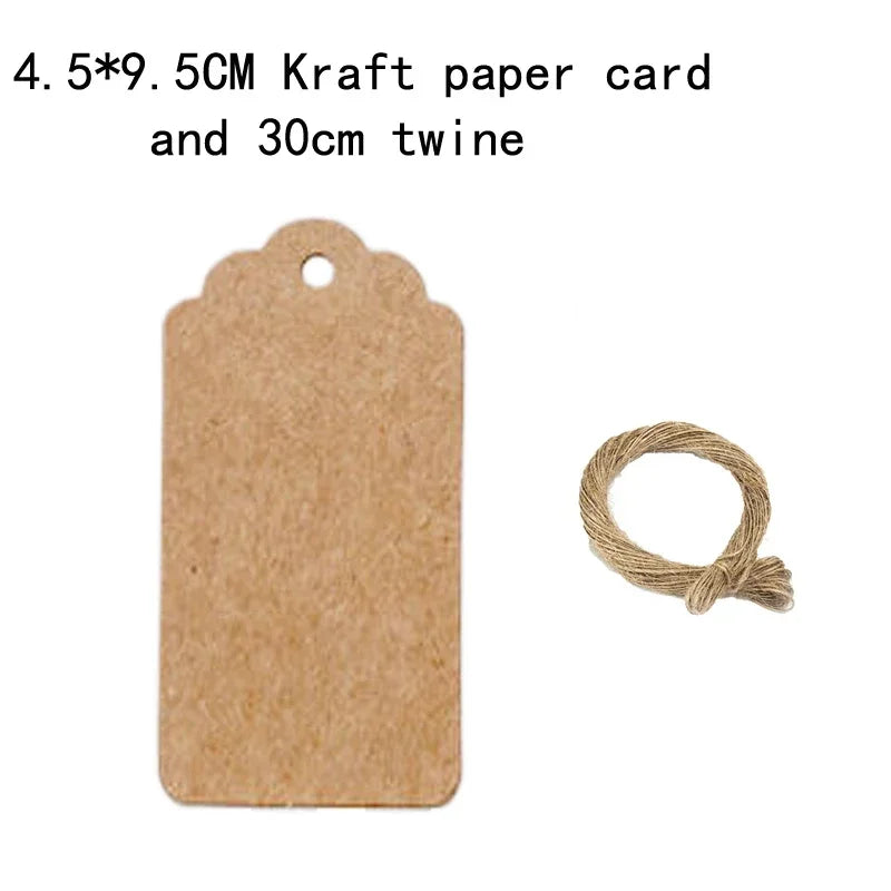 50PCS DIY Kraft Paper Tags Label Paper Price Tag Name Vintage Wedding Hanging Tag  Wrap Gift Wrapping Blank Label Crafts