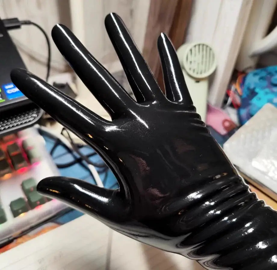 Black White Latex Gloves Integrated Molding Long Short Gloves Cosplay Close-fitting Male or Female Gloves Private Party DJ Props