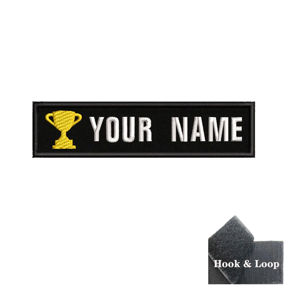 1PC 10cmX2.5cm Custom Name Patch Stripes Badge Iron On Or Hook Loop fire trophy radiation motorcycle blood drop love Pentagram