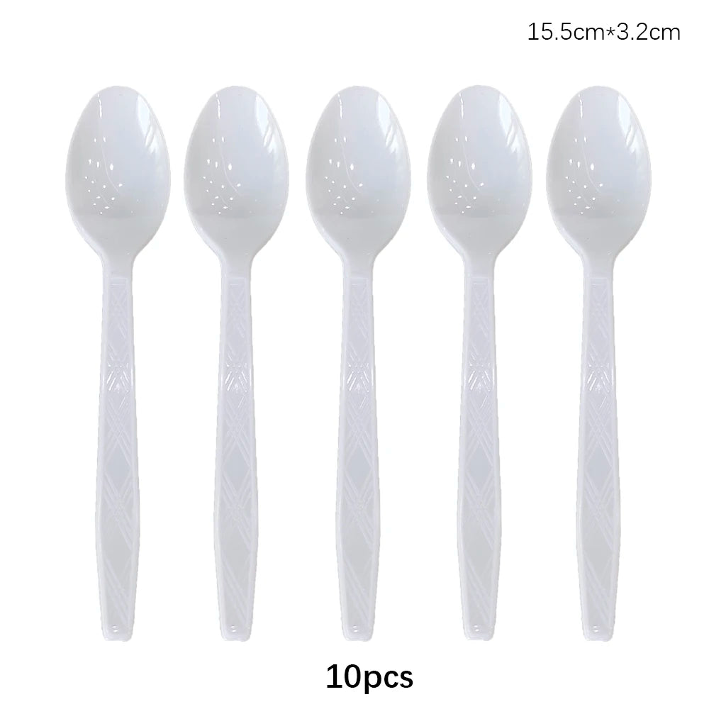 Rose Gold Disposable Knife Fork Spoon Cutlery Set Disposable Tableware Birthday Party Decorations Wedding Baby Shower Supplies