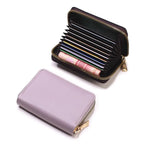 Compact Coin Purse Leather Business Credit Card Case Holder Travel Wallet for Women 20 Card Slots Small Card Pouch with