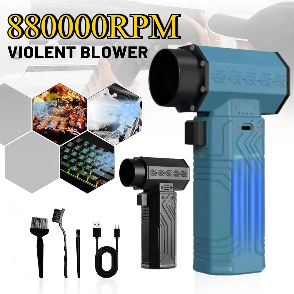 880000RPM High Speed  Mini Turbo Fan Air Blower 10000MAH 600g Thrust 70m/s Wind Brushless Duster leaf Removal Dryer keyboard