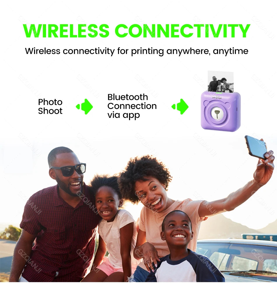 9 Colors Peripage A6 304DPI Mini Photo Printer Notes Sticker Label Printing Machine Bluetooth Portable Wireless Printer Marker