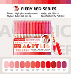 GuangNa 168/12 Colors High Gloss Acrylic Marker Pen Set,Hard Headed Drawing Pens,DIY Graffiti Paint Pen Stationery,GN.586
