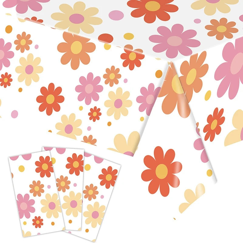 24pcs 7/9inch Pink Daisy Theme Disposable Tableware Flower Plate Napkin Banner Birthday Party Baby Shower Wedding Decor