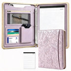 A4 Zippered Portfolio Organizer with 3-Ring Binder, Tablet Sleeve, Card Slots, Phone Pocket and Memo Pad