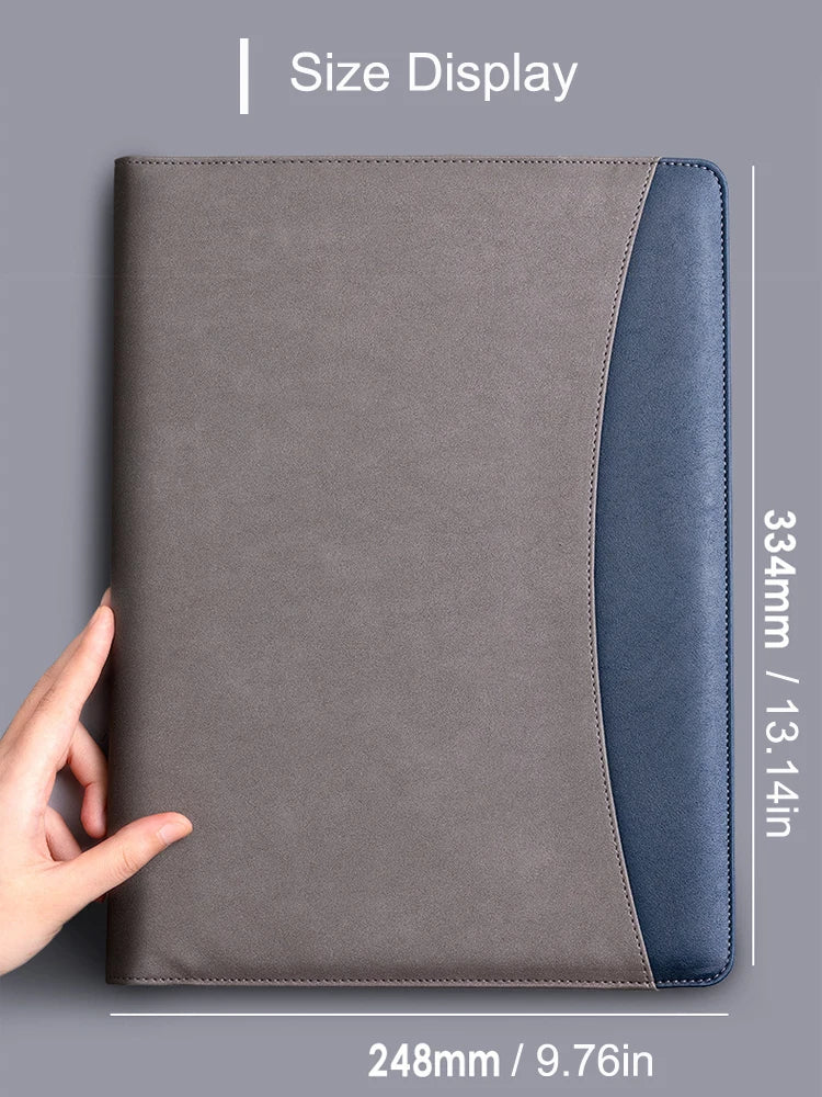A4 Business Leather Portfolio Padfolio Folder Multifunctional Business Manager Clipboard Document Organizer Office Conference