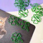 10/30/50 Green four-leaf clover-shaped paper clips - Lucky little clips, durable color document organization clips