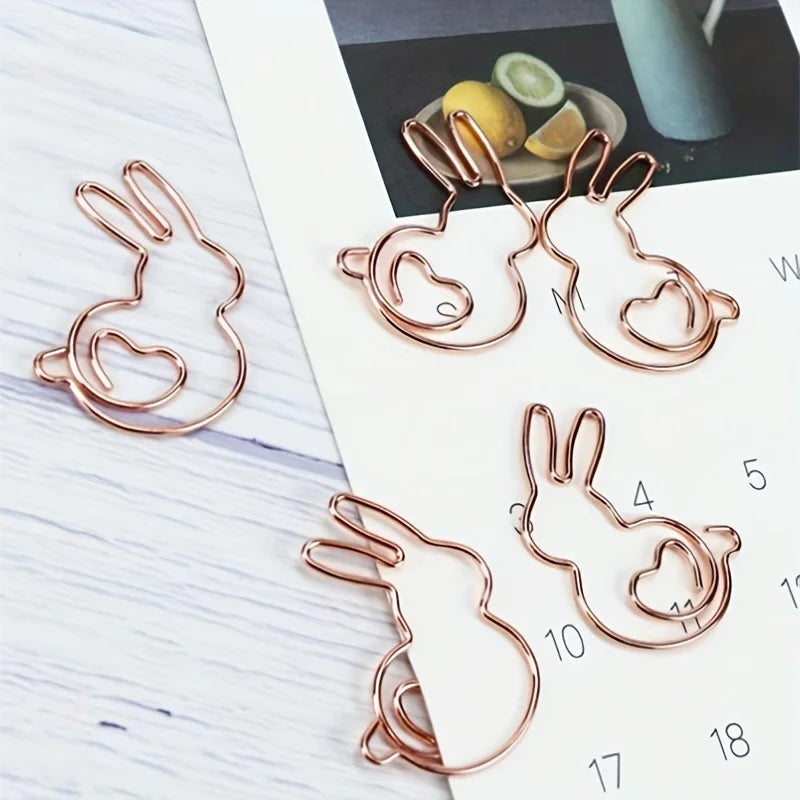10pcs Adorable Rabbit Heart-Shaped Paper Clip Bookmarks - Perfect for Students, Bookmark Organizer, and DIY Craft Projects