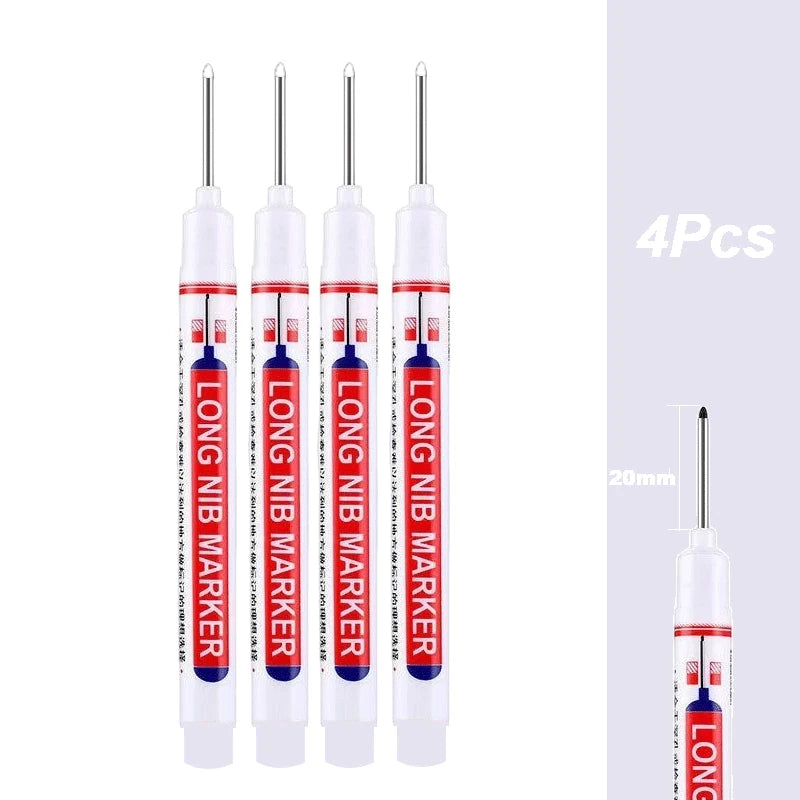 4-100Pcs 2cm Waterproof Long Head Markers Deep Hole Marker Pen for Metal Carpenter Red/Black/Blue/Green /White Woodworking Tools