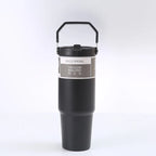 30OZ Portable Car Cup Stainless Steel Thermos Cup with Straw Travel Sports Water Bottle With Handle Cover Coffee Vacuum Flask