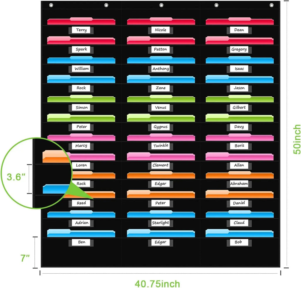 12 Pocket File Storage Chart Wall-Mounted Organizer with Hooks And Labels for  Office Organization Hanging Pocket Folder Rack