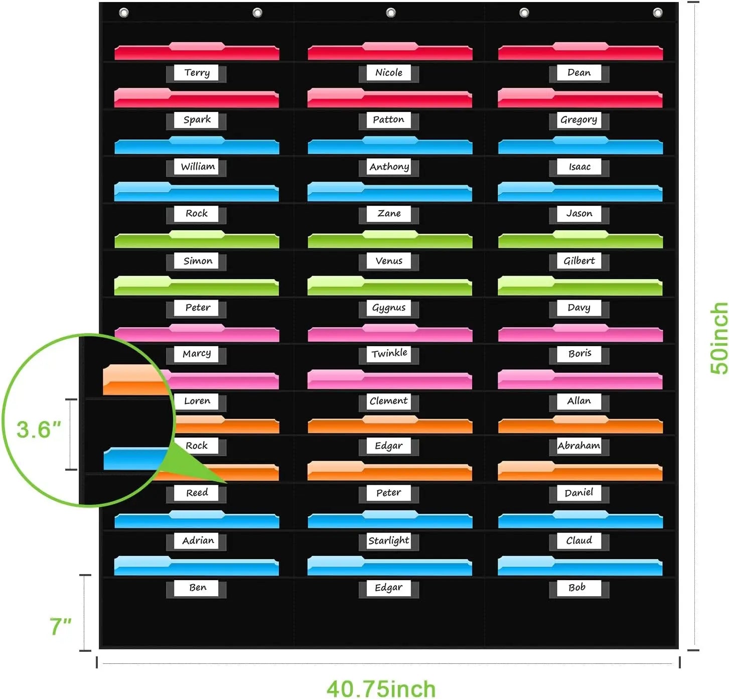 12 Pocket File Storage Chart Wall-Mounted Organizer with Hooks And Labels for  Office Organization Hanging Pocket Folder Rack