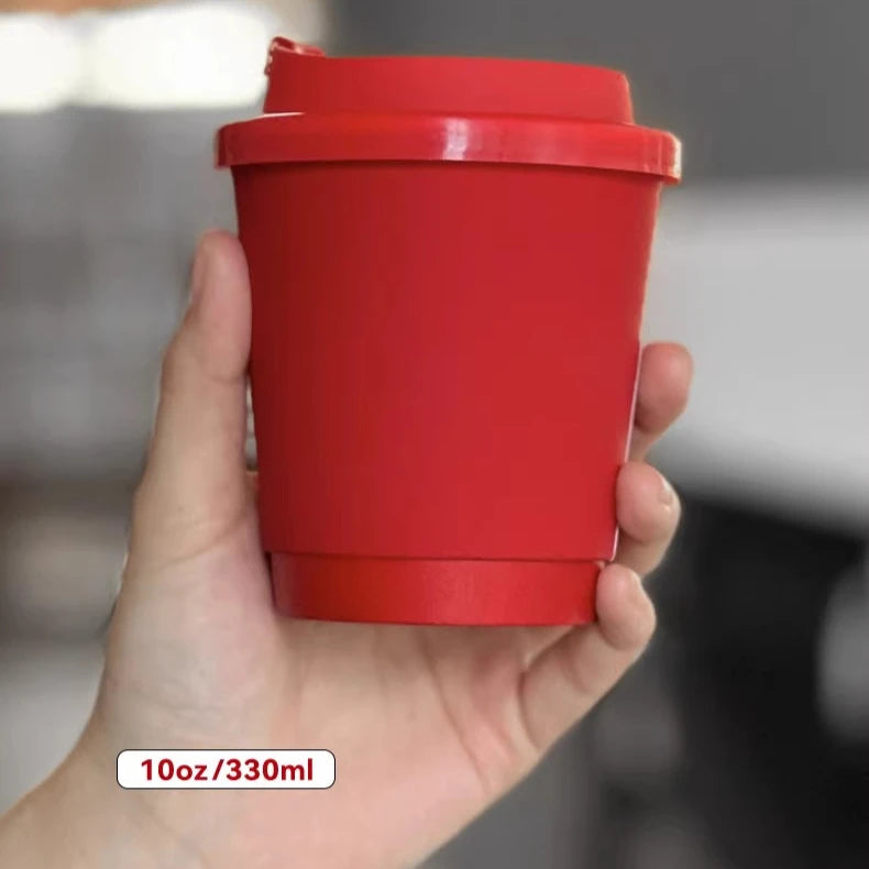 Red Coffee Cup Disposable Paper Cup Milk Tea Hot Drink Store Juice Takeout with Lid 10 12 16oz Environment protection Paper Cups