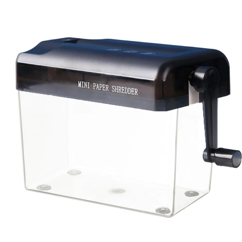 Professional Mini Manual Paper Shredder Hand Crank Non-slip Base Paper Sharper ABS Transparent Document Destroyer Office