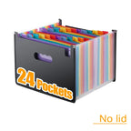 12/24Pockets Expanding File Folder A4 Size Filing Folder Organizer Large Capacity Portable Accordian File Box For Classroom Offi