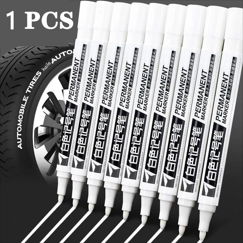 5pcs White Marker Paint Pens Waterproof Rubber Permanent Marker Pen Car Tyre Tread Environmental Tire Painting DIY Graffiti Pens