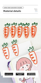 10pcs Funny Carrot Paper Clips Realistic Vegetable Shaped Baked Paint Metal Note Clips Office School Supplies