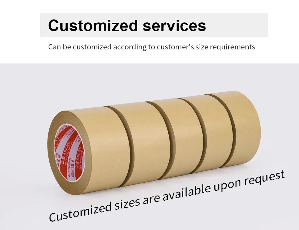 23M Biodegradable Eco Friendly Kraft Paper Tape Brown Wet Water Activated Reinforced Gummed Adhesive Tape for Painting Fixed