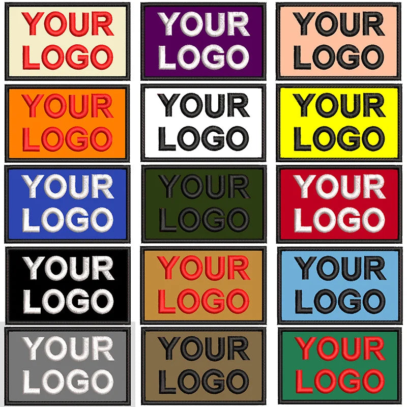 1PC 8x5cm Custom Name Tags Embroidered Patch Personalized Stripes Badge Number  Text Badge Iron On Backing Hook & Loop Backing