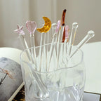 Glass Stirring Rod Moon Star Shape Stir Bar Coffee Cocktail Mixing Sticks Home Party Transparent Aesthetic Cocktail Muddler