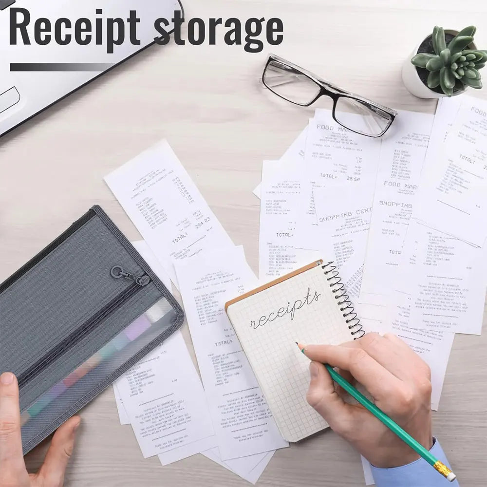 1 Pack A6 Expandable Document Organizer, 13-Pocket Zipper Accordion File Bag, for Cards, Bills, Receipts, Coupons and Cash