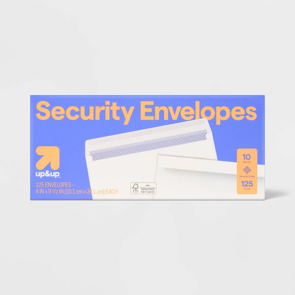 125ct White Gummed Flap Security Envelopes 4 By 9.5 Inch, Privacy Tint For Mailing Bills And Documents