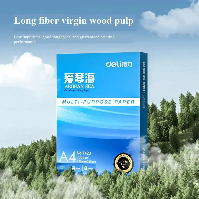 1 Pack 500 Sheets Deli A4 Multi-purpose Paper 70/80g Aegean Sea Series Copy Printing Paper 7420/7433