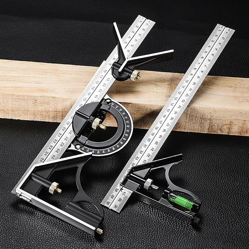 Functional Combination Adjustable Right Angle Ruler and Protractor, Movable Measuring Tool Measuring Instrument