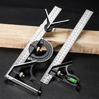 Functional Combination Adjustable Right Angle Ruler and Protractor, Movable Measuring Tool Measuring Instrument