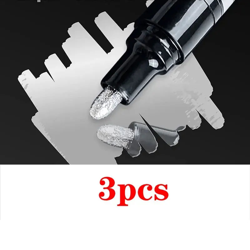 3/2/1pcs Chrome Mirror Marker Pen 2mm DIY Reflective Paint Pen Permanent Gold SILVER Marker Touch Up, Model Painting, Marking