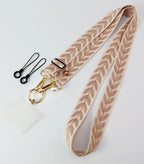 Adjustable Crossbody Long Mobile Phone Lanyard Wide Cloth Neckband Strap Rope Women's Pearl Hanging Ornaments Anti-Lost Lanyard