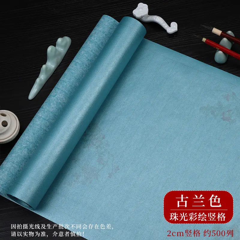 Sumi Art Wax Dye Pearlescent Ink Colorful Half Ripe Rice Paper Xuan Paper Scroll Multicolor Brush Calligraphy Creation Work Roll