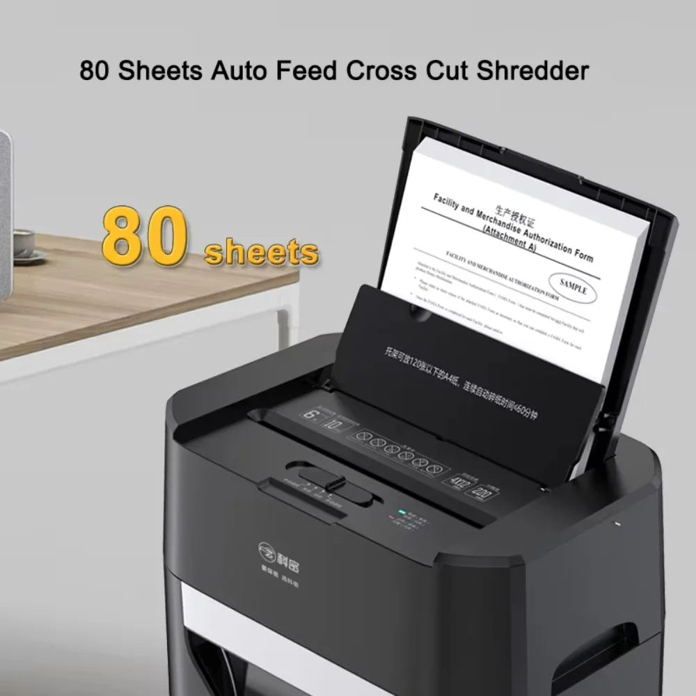 High Speed Fully Automatic Electric Paper Shredder Machine Cross Cut 4*12mm 80 Sheet Auto Feed Office COMET AF-780