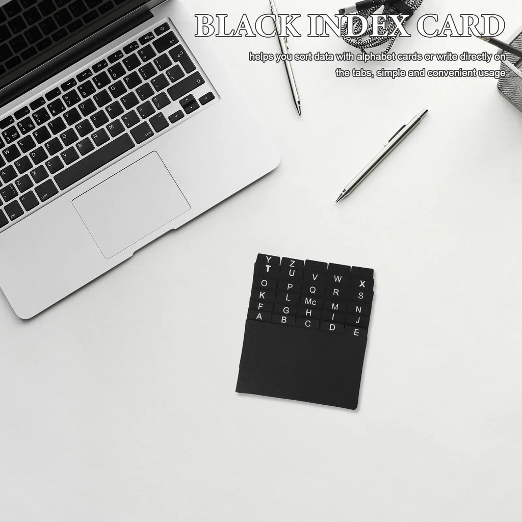 30pcs Index Card Dividers Black Pp Material For Organizing Documents Study Materials Recipes Alphabet Tabs Space Saving