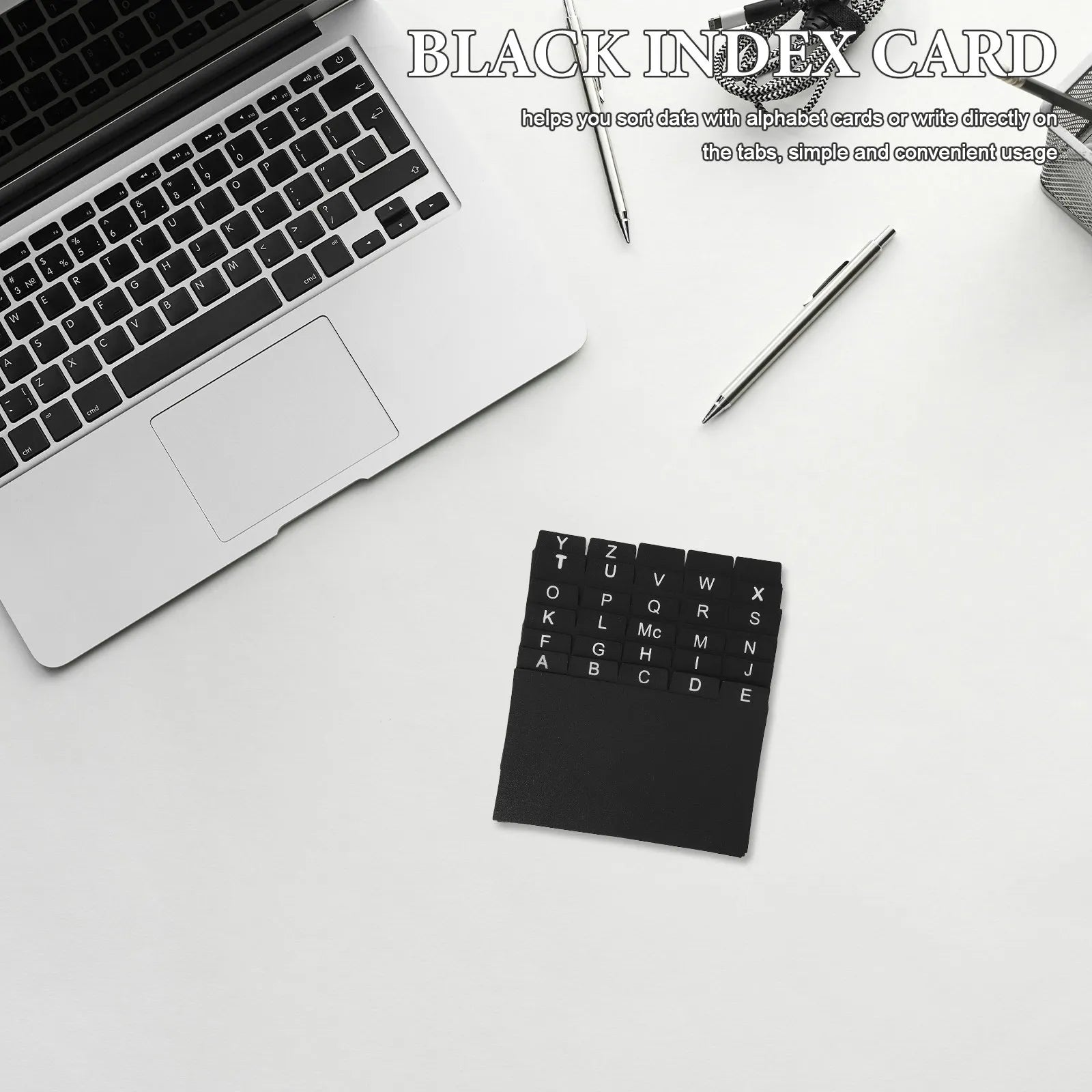 30pcs Index Card Dividers Black Pp Material For Organizing Documents Study Materials Recipes Alphabet Tabs Space Saving