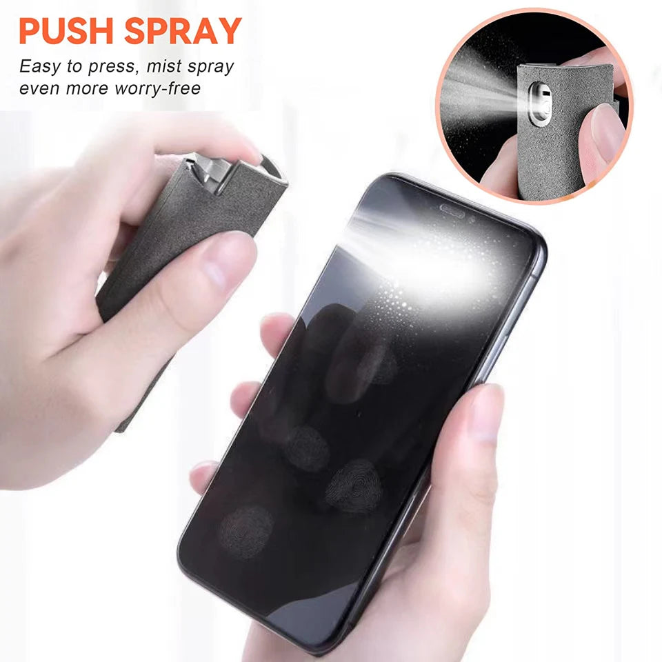 2-In-1 Soft Microfiber Polishing Cloth Screen Cleaner Spray Mini Cleaner Spray For Tablet Phone Glasses Computer Screen Cleanier