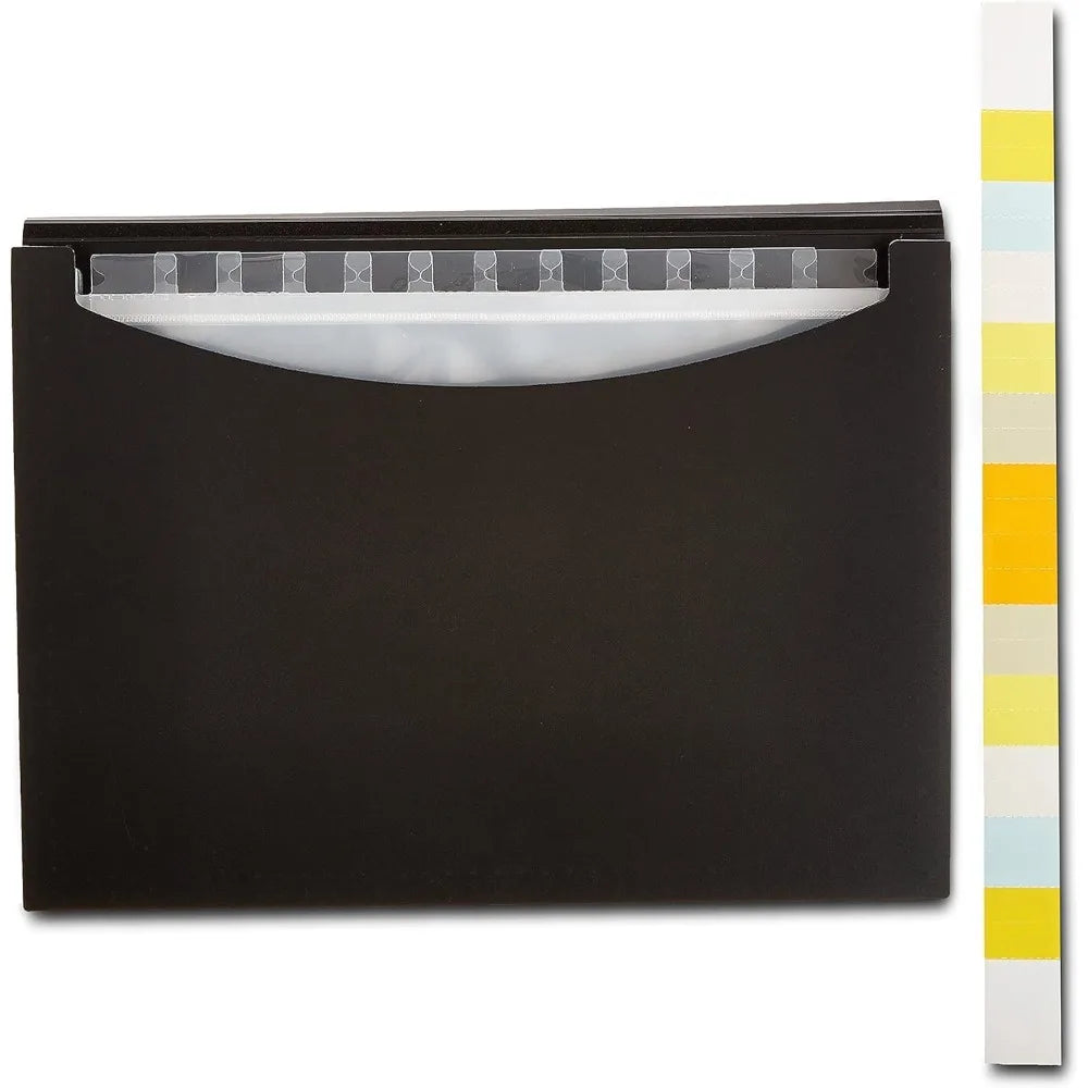 13 Compartment Accordion File Organizer | Letter Size Black Folder | Waterproof Large Capacity Document Storage For Office & School 1-Pack
