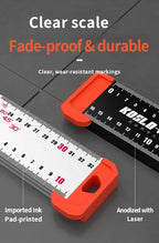 Woodworking T-Square Ruler 2 in 1 Drill Guide Hole Positioning Measuring Tool