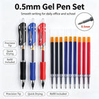 13Pcs Set Ballpen Retractable Gel Pens Black Red Blue Ink 0.5mm Ballpoint Replaceable Refills Office School Supplies Stationery
