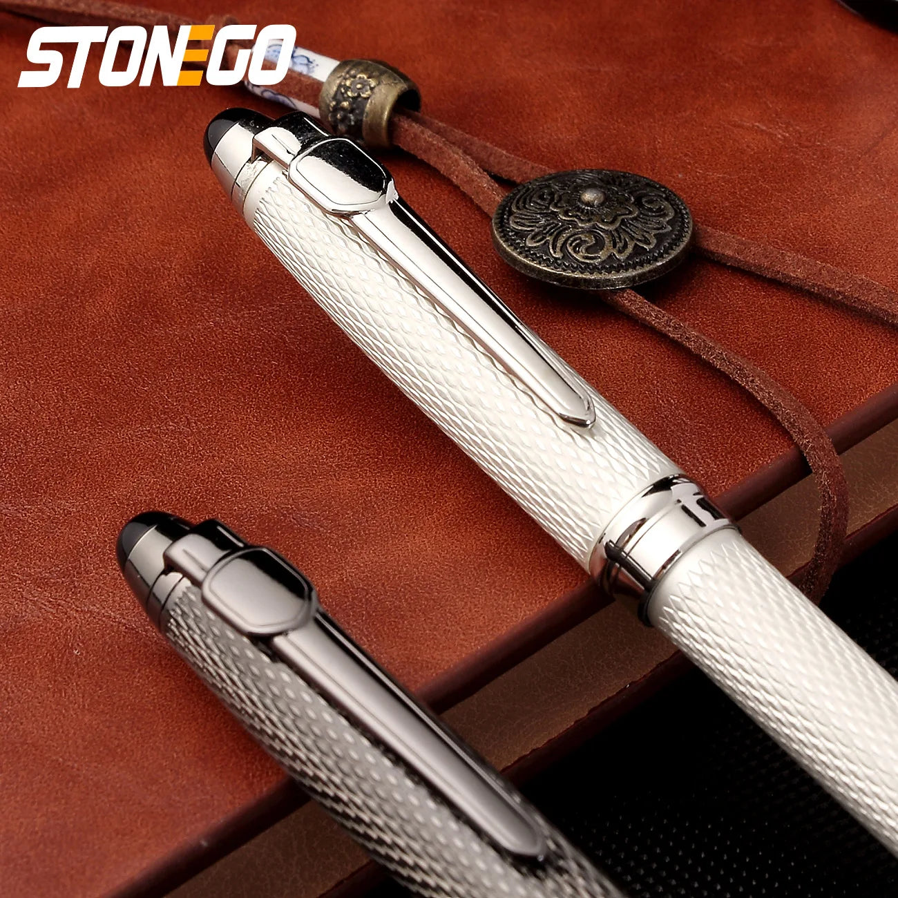 STONEGO Classic Luxury Rollerball Pens, Stainless Steel Roller Ball Pen for Men Women, School, Office, Executive, Business