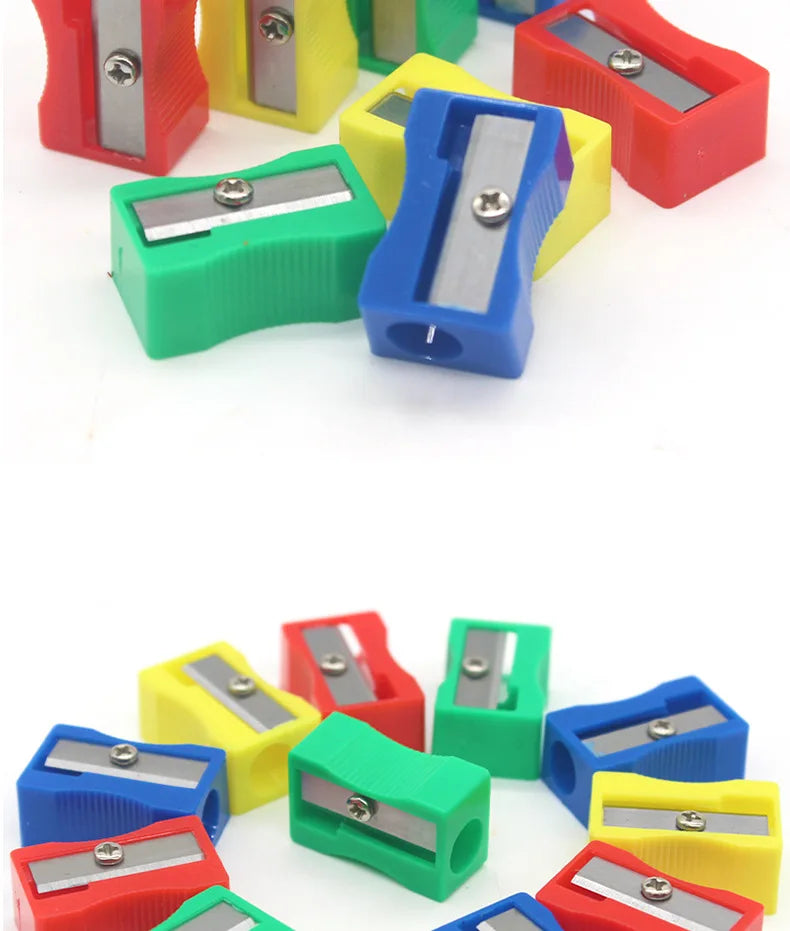 8pcs Mini Colored Single Hole Rectangular Plastic Pencil Sharpener for Elementary School Students, Manual Turning Pencil Sharpe