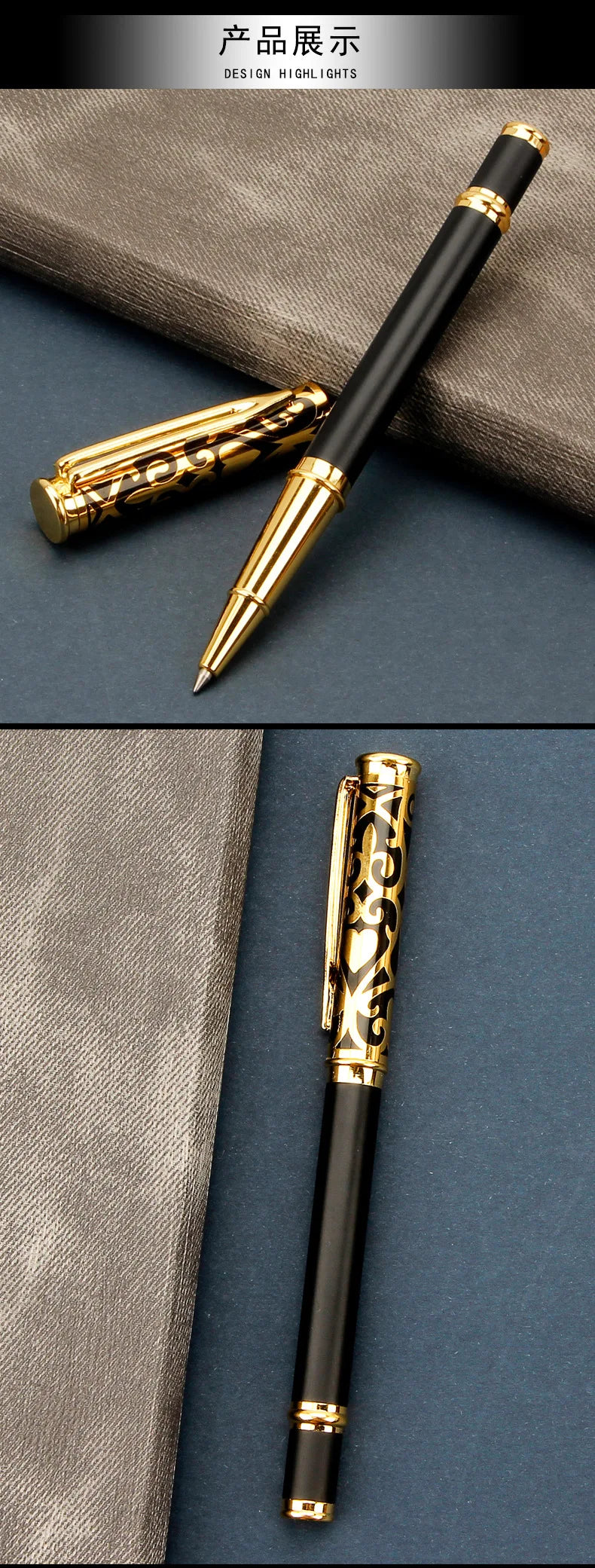 High Quality Luxury Metal Gel Pen Sculpture Pattern Roller Pen Office School Stationary Pen Customized Logo Name Gift
