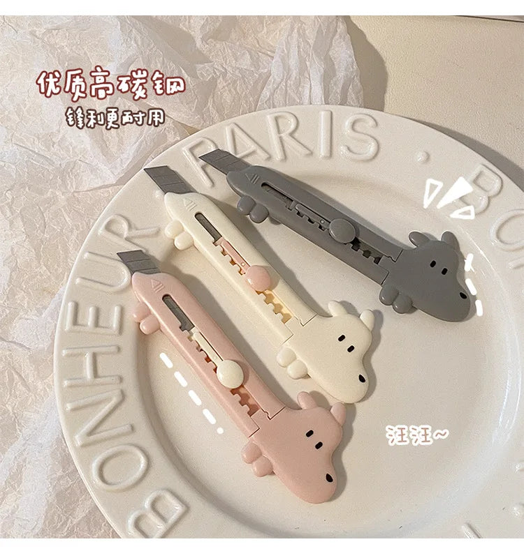 1Pcs Cartoon Cute Dog DIY Mini Multipurpose Pocket Folding Knife Letter Pen Envelope Opening Knife