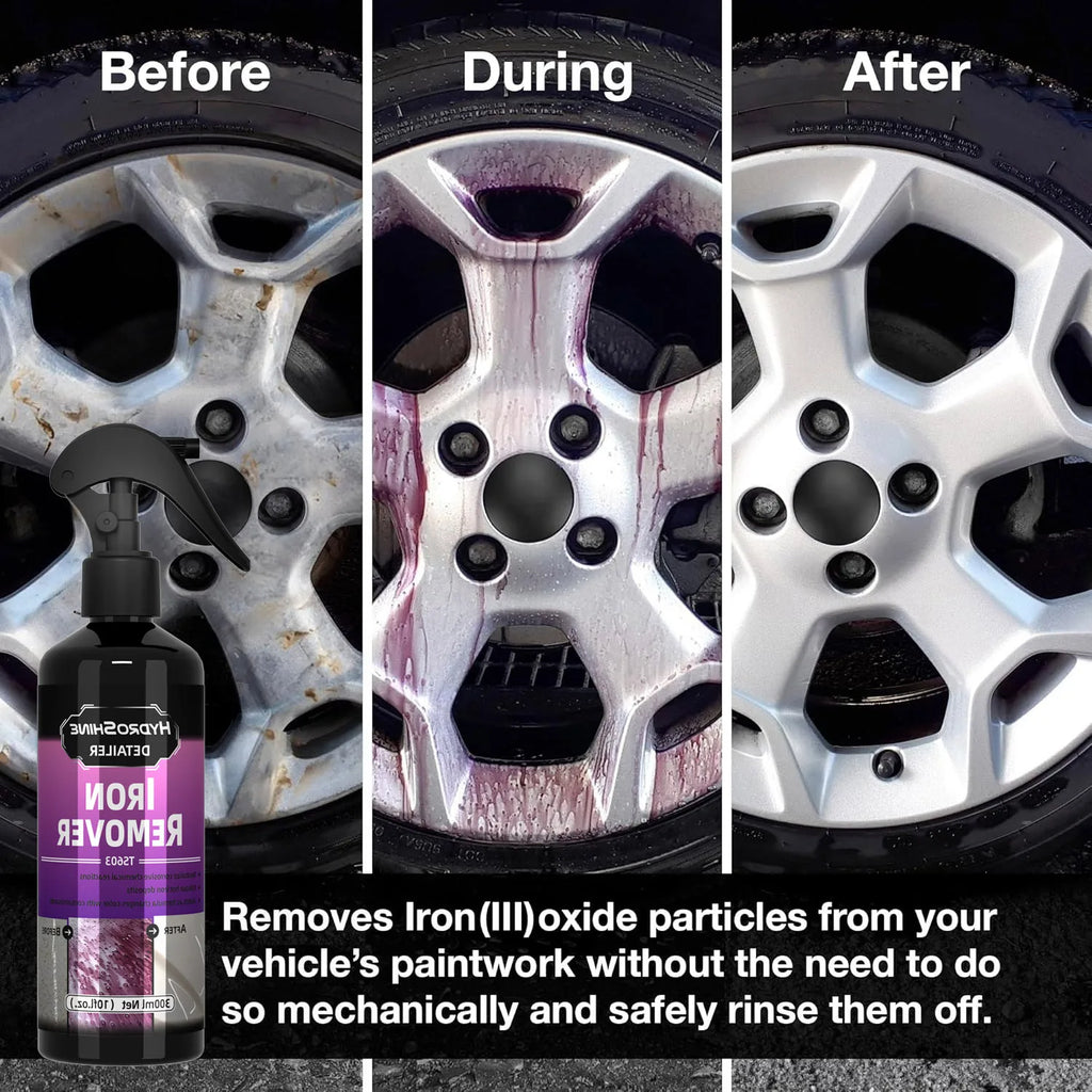 Hydroshine Iron Remover Car Detailing Fallout Spray Decontamination Kit Rust Remover Spray for Brake Rim Metal Surface Particles