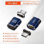 Mini USB4 80Gbps 240W Thunderbolt5/4 Magnetic Adapter USB C To Type C Fast Charge Magnet Converter Cable 8K@60Hz Type C Adapter