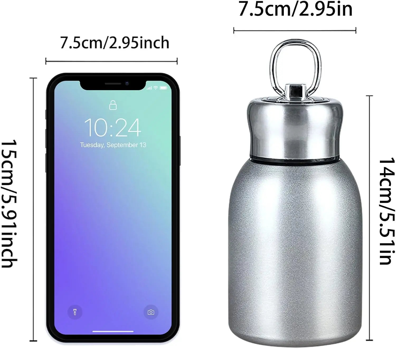 Stainless Steel Mini Vacuum Insulated Water Bottle for Hot and Cold Drinks Travel Coffee Cup 10.2 oz /300 ml
