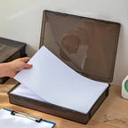 A4 Dust Proof Document Organizer Storage Box Black Transparent Simple Certificate File Box Container for Easy Organization
