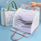 HUAJIE A4 Transparent Accordion File Bag, Waterproof Snap Folder for Students, Large Capacity Handheld Document Organizer